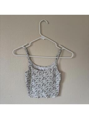 Hollister Baby Cami Green Floral Size Small Cropped Top